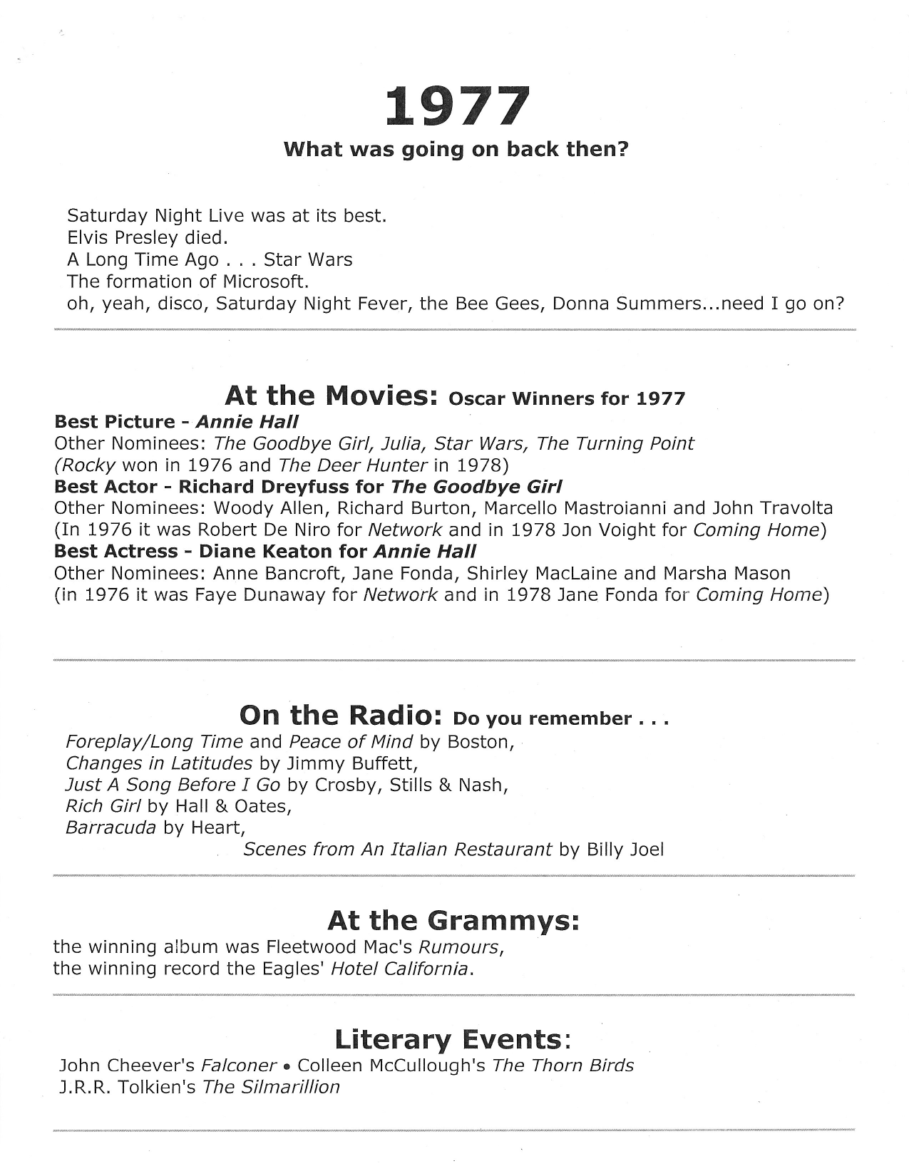 1977 time capsule page 1