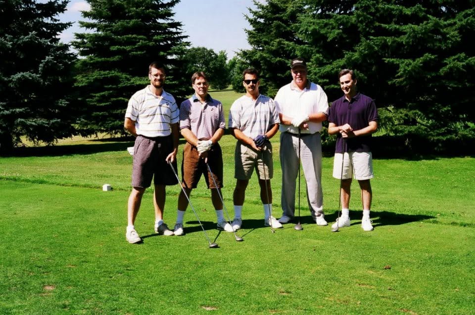 Classmates at the 25-year reunion golf outing